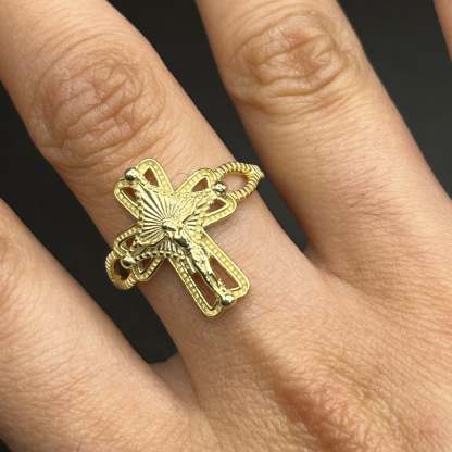 Gold Plated Fancy Crucifix Ring