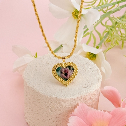 RX Style Heart Charm Pendant Custom Photo Necklace Memorial Neckalce