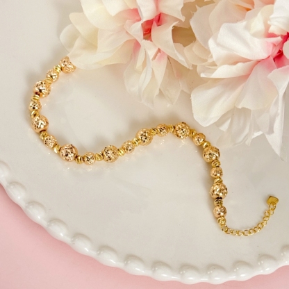 Bead Chain Diamond Cut Bracelet Gold Plated Bracelet