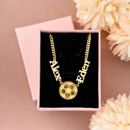 World Cup Personalized Football Soccer Two Name Necklace