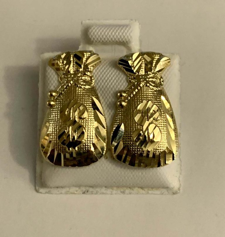 Money Bag Earrings Gold Plated Stud Earrings