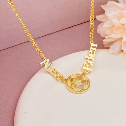 World Cup Personalized Football Soccer Two Name Necklace