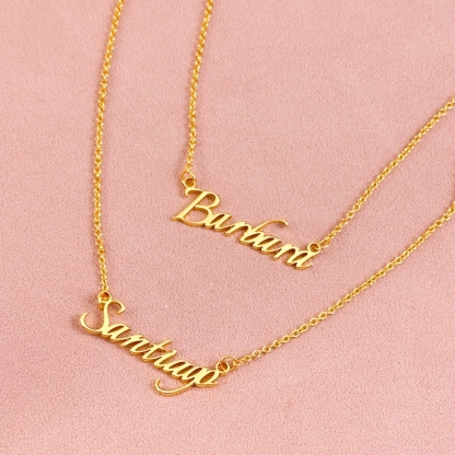Gold Plated Personalized Two Names Layered Necklace