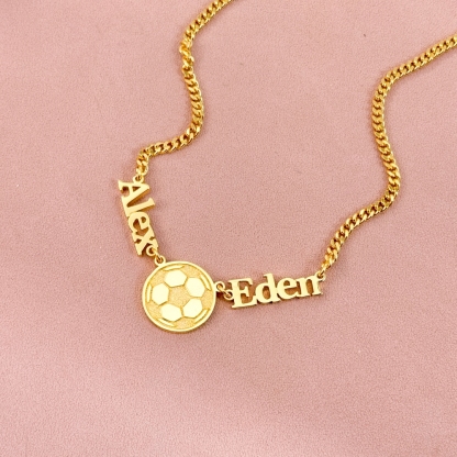 World Cup Personalized Football Soccer Two Name Necklace