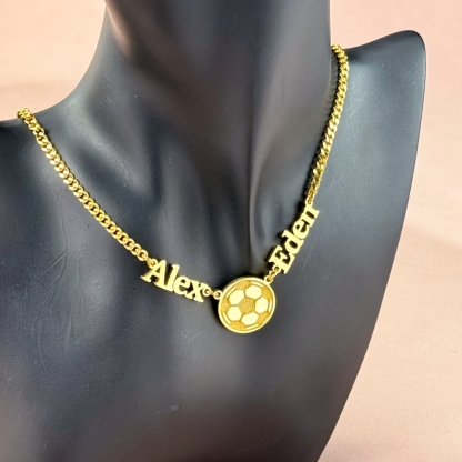 World Cup Personalized Football Soccer Two Name Necklace