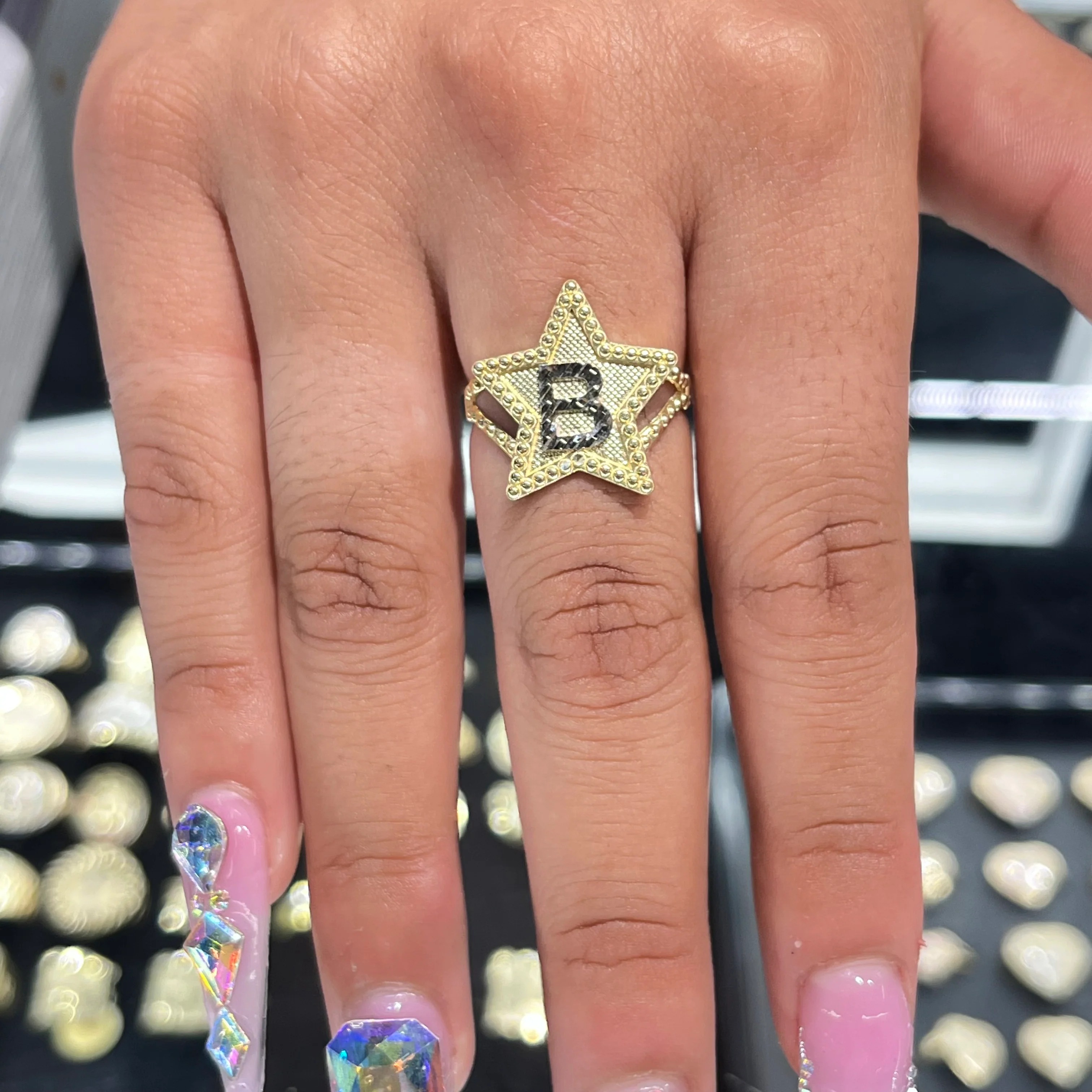 Gold Plated Star Initial Ring