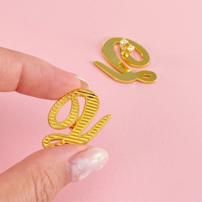 Nugget Diamond Cut Cursive Initial Earrings Personalized Initial Stud Earrings