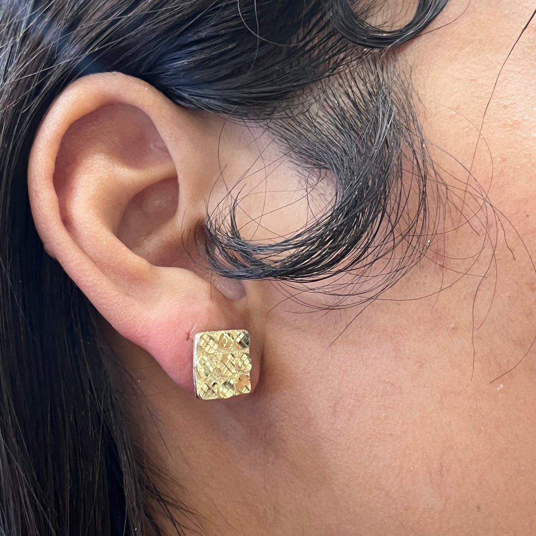 Gold Plated Square Nugget Earrings