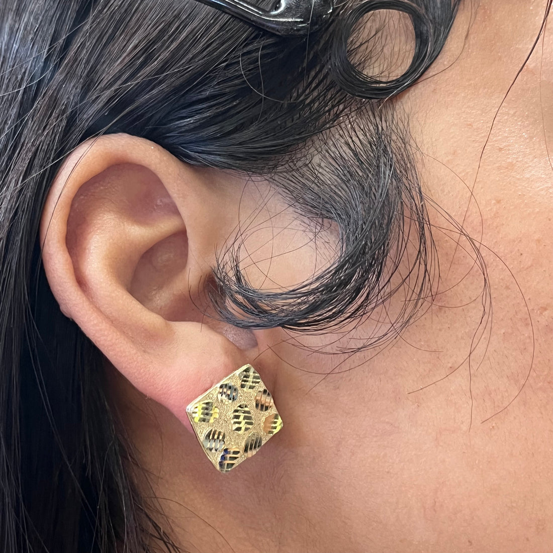 Gold Plated Square Nugget Earrings