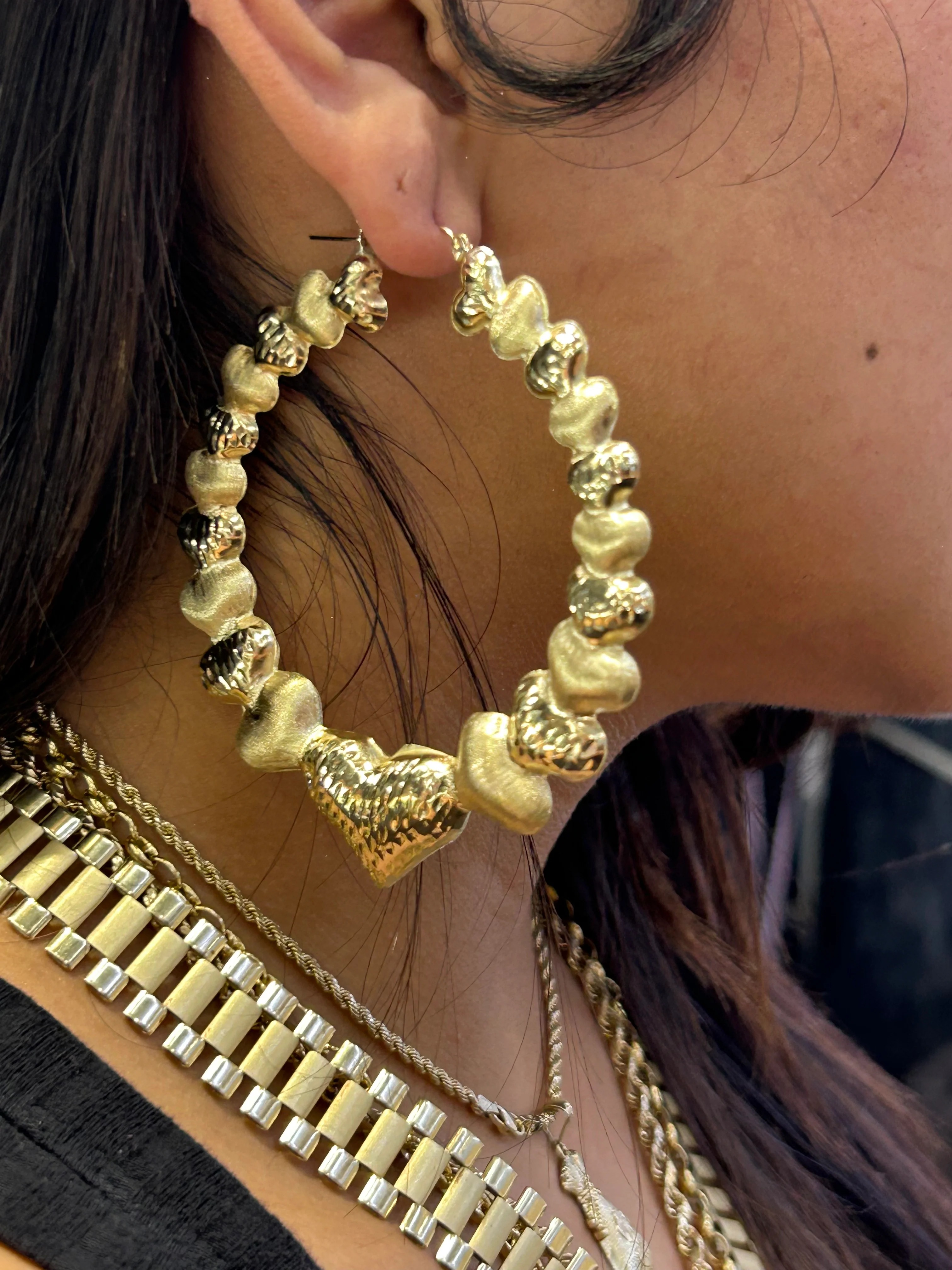 Multi Heart Hoop Earrings