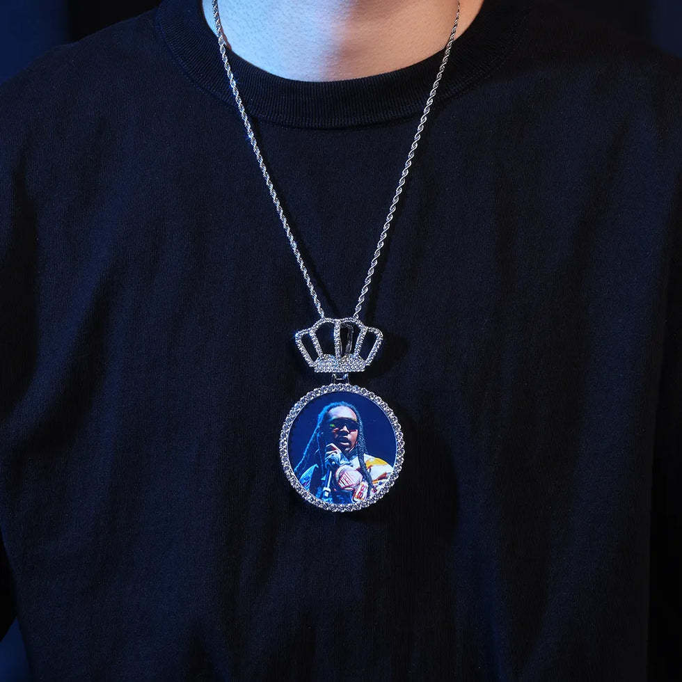 Round Picture Pendant Twist Chain Custom Photo Necklace