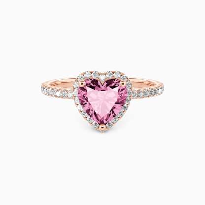 Pink Heart Zircon Ring Custom Engrave Promise Ring
