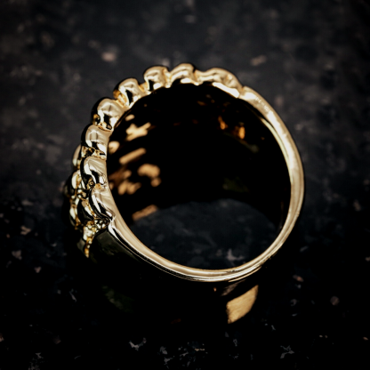 Gold Color Mens Nugget Pinky Ring with Nugget Bar Bracelet Jewelry Set