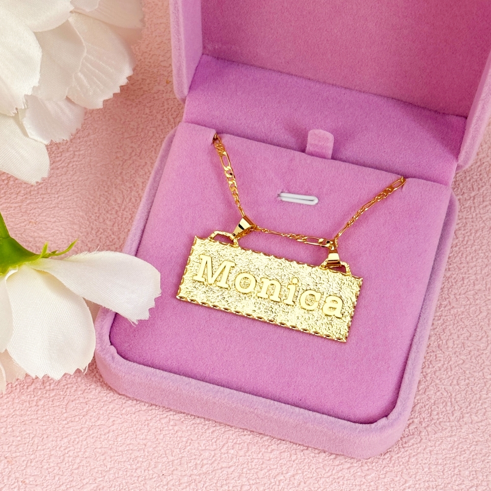 Custom Large Bar Name Necklace Gold Plated Personalized Name Necklace