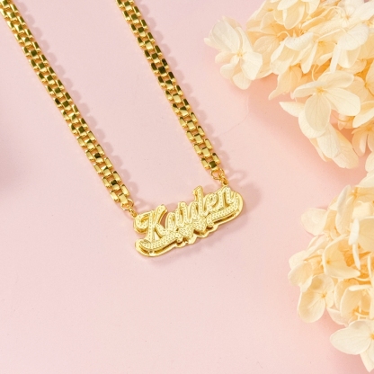 Rx Chain Custom Double Plate Heart Name Necklace