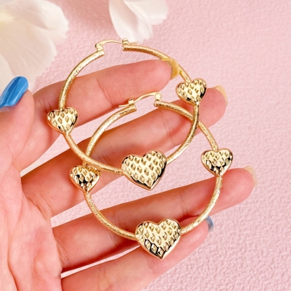 Round Heart Simple Classic Plain Beautiful Circle Hoop Earrings 