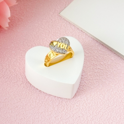 Gold Plated "I Love You" Engraved Ring Heart Love Ring