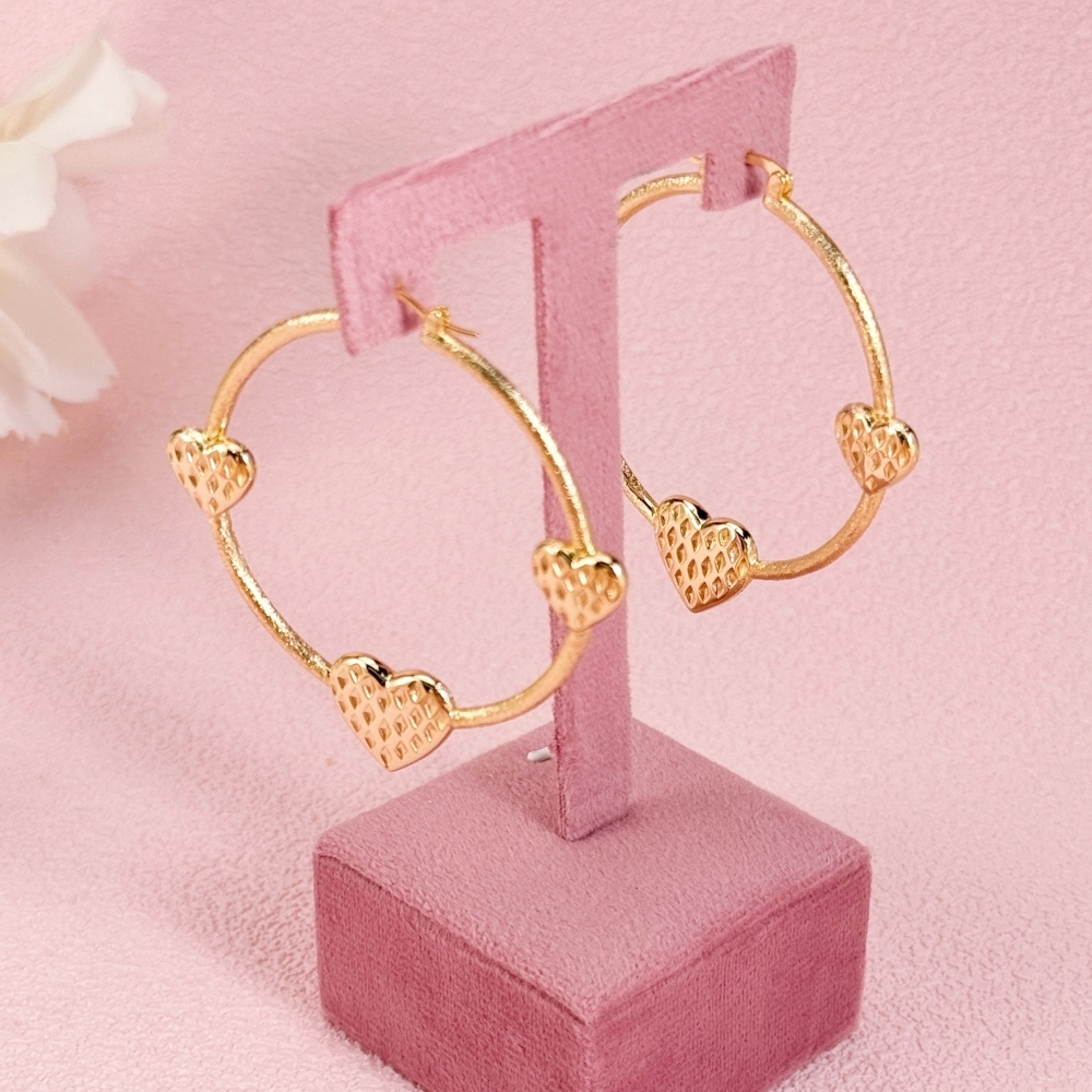 Round Heart Simple Classic Plain Beautiful Circle Hoop Earrings 