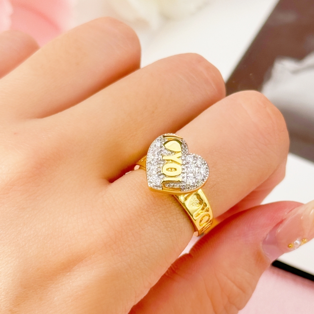 Gold Plated "I Love You" Engraved Ring Heart Love Ring