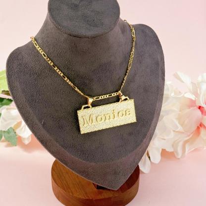 Custom Large Bar Name Necklace Gold Plated Personalized Name Necklace 