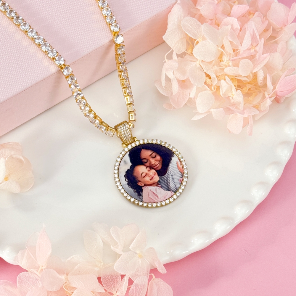 Tennis Chains Gold Plated Personalized Picture Necklace