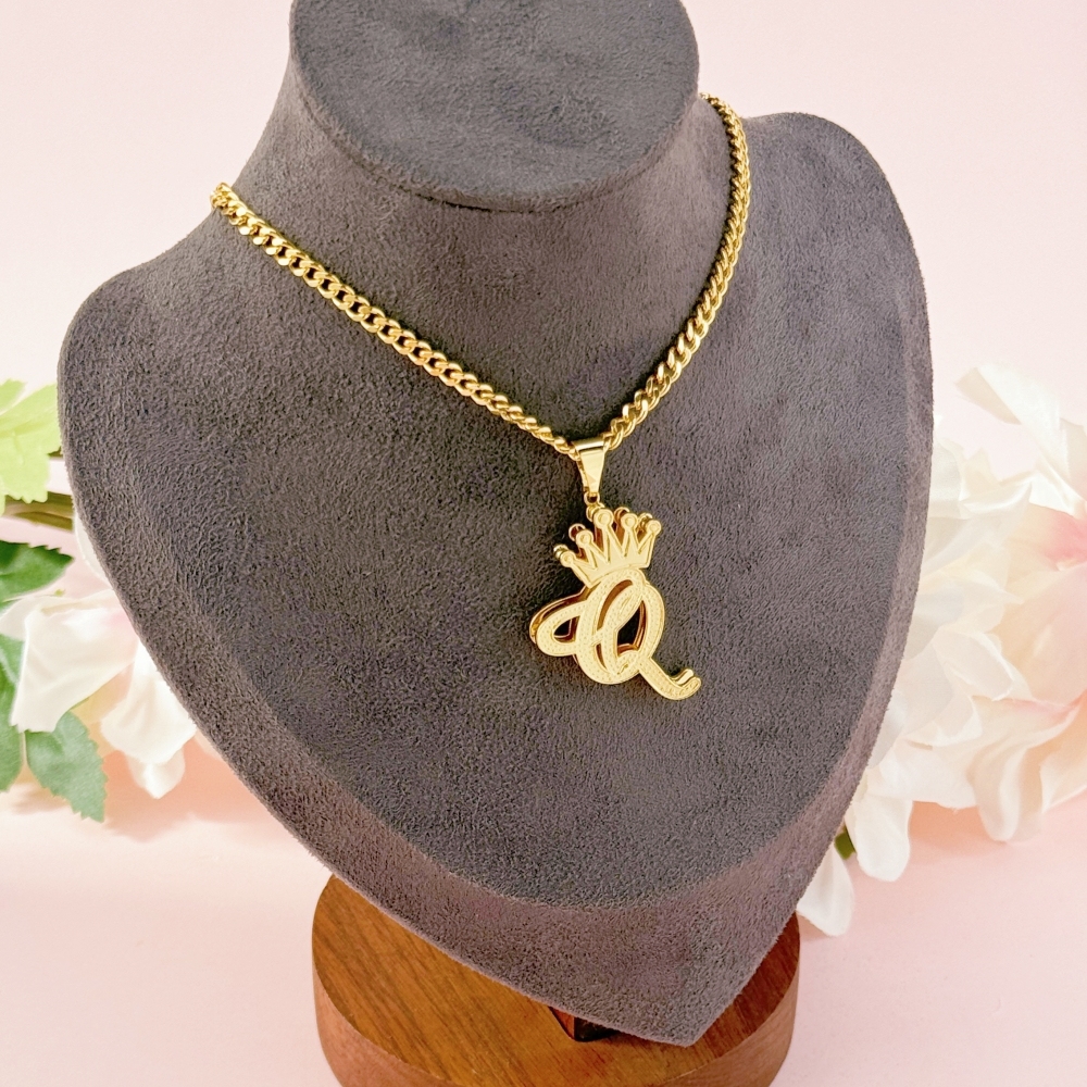 Double Layer Crown Initial Letter Personalized Custom Name Necklace