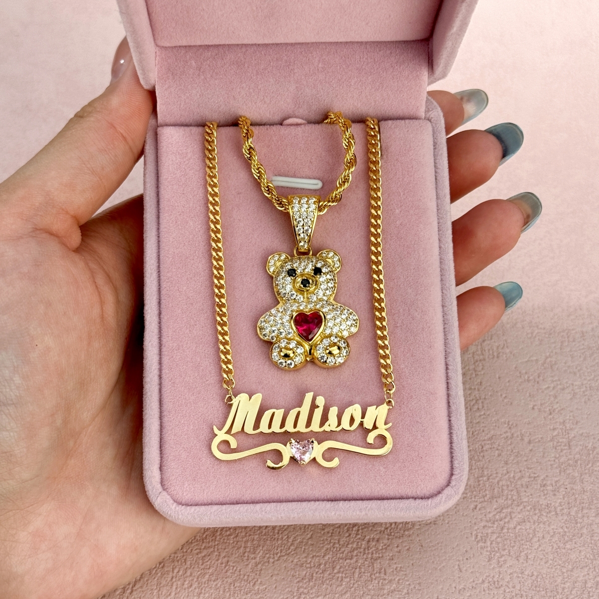 [Copy]U-Shaped Lock Chain Personalized Name Necklace And Initial Necklace Set