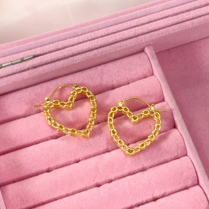 Heart Love RX Style Earrings Gold Plated Vintage Earrings