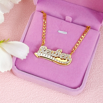 Double Plated Name Necklace Personalized Two Tone Nameplate Necklace