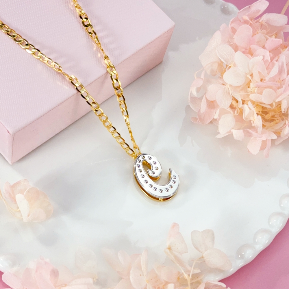 Double Plated Two Tone Gold Plated Personalized Custom Initial Necklace