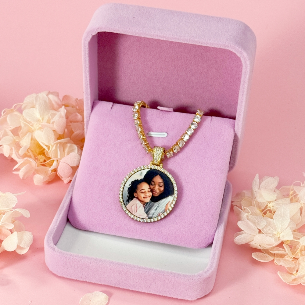 Tennis Chains Gold Plated Personalized Picture Necklace