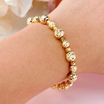 Bead Chain Diamond Cut Bracelet Gold Plated Bracelet
