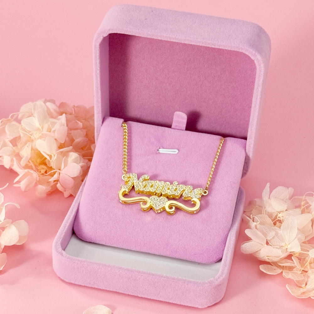 Shiny Necklace Double Layer Diamond Necklace Customized Name Necklace