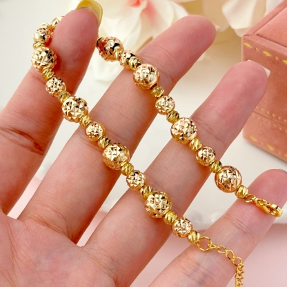 Bead Chain Diamond Cut Bracelet Gold Plated Bracelet