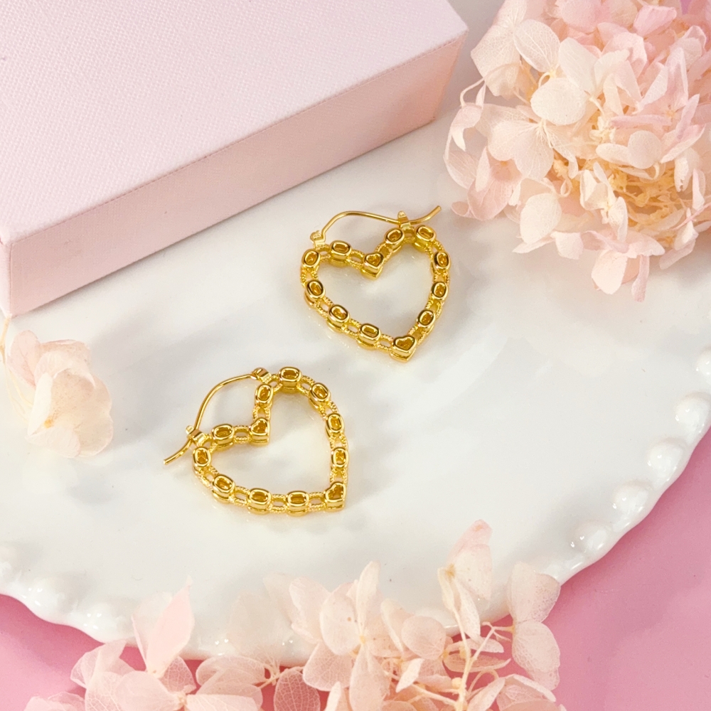 Heart Love RX Style Earrings Gold Plated Vintage Earrings