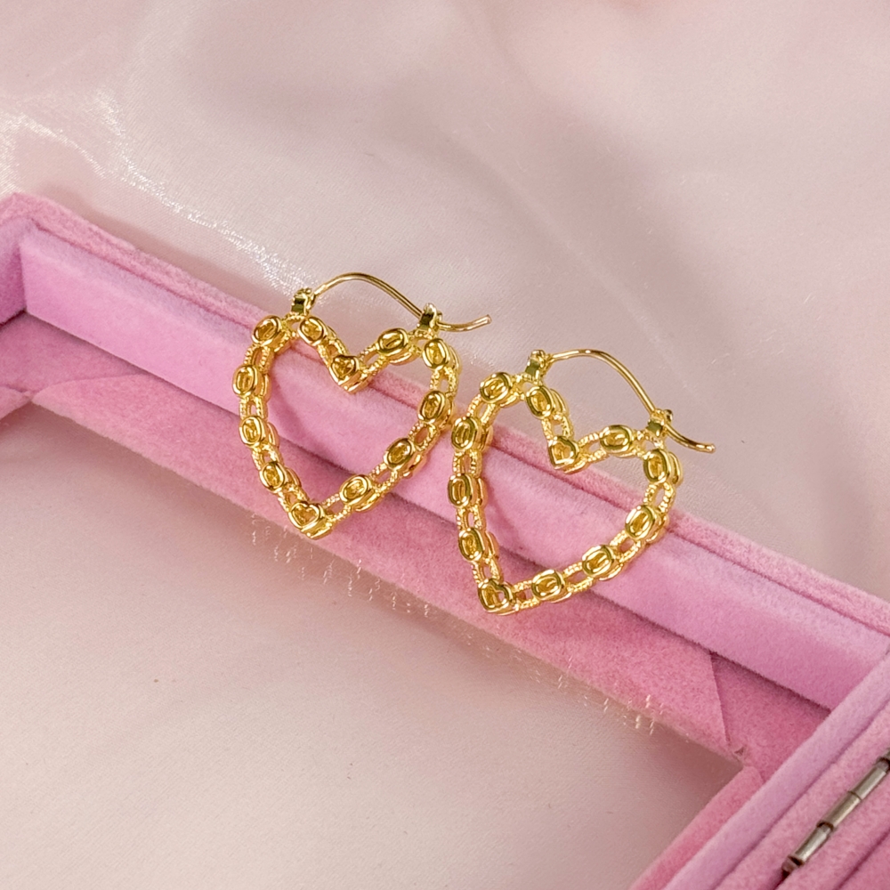 Heart Love RX Style Earrings Gold Plated Vintage Earrings