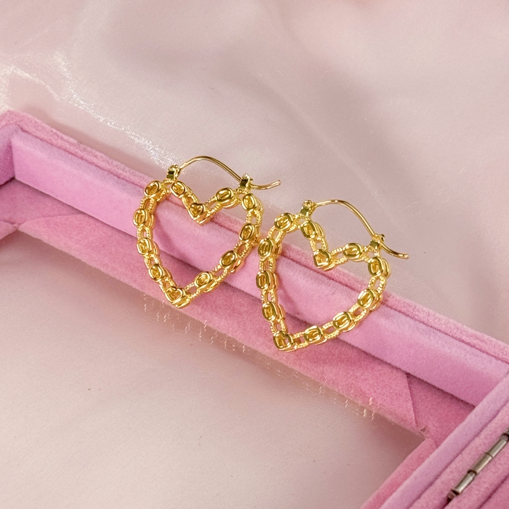 Heart Love RX Style Earrings Gold Plated Vintage Earrings