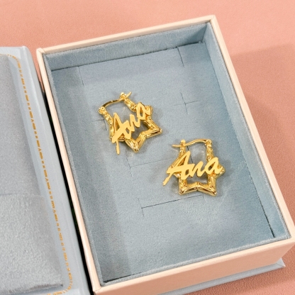 Mini Star Hoop Earrings Personalized Name Earrings