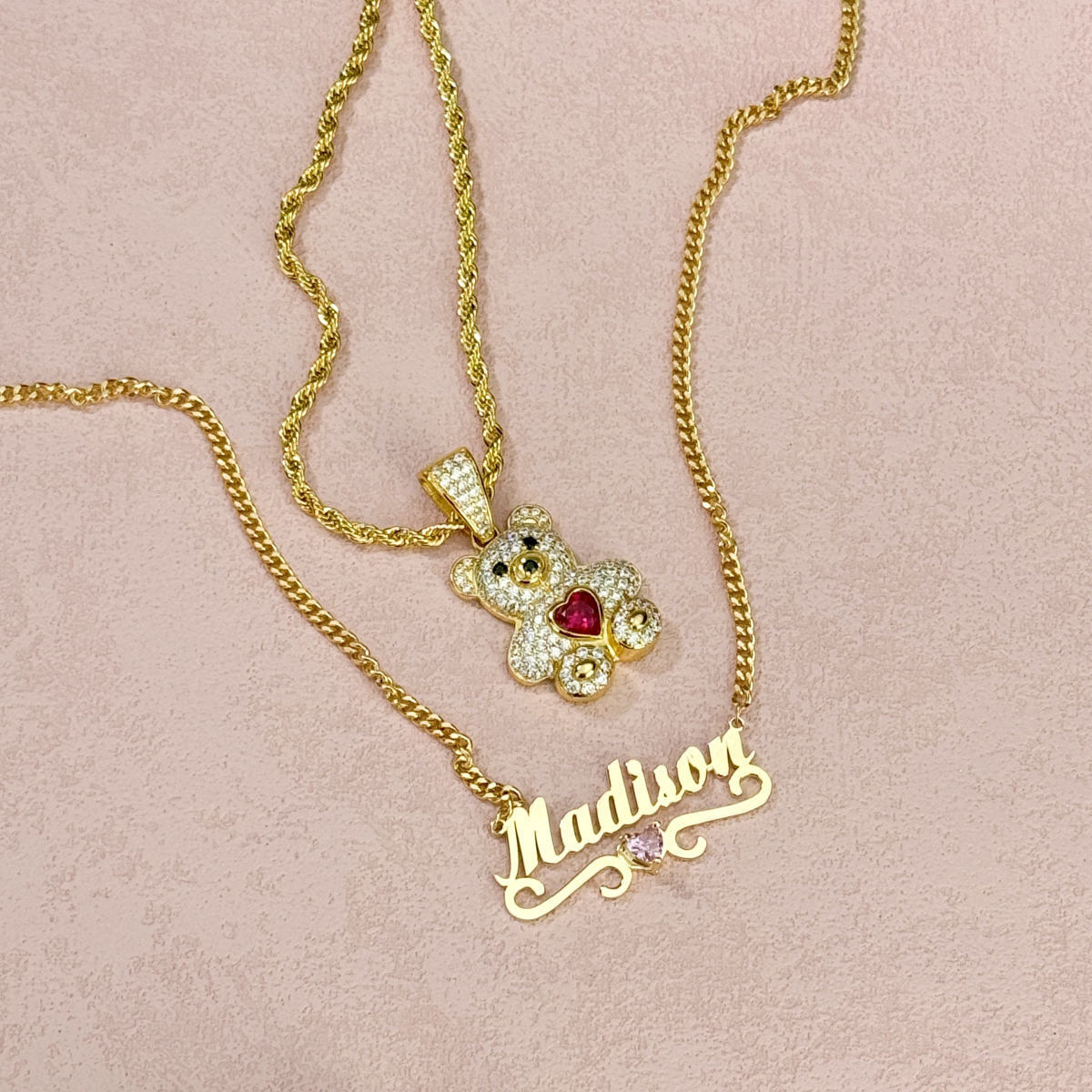 [Copy]U-Shaped Lock Chain Personalized Name Necklace And Initial Necklace Set