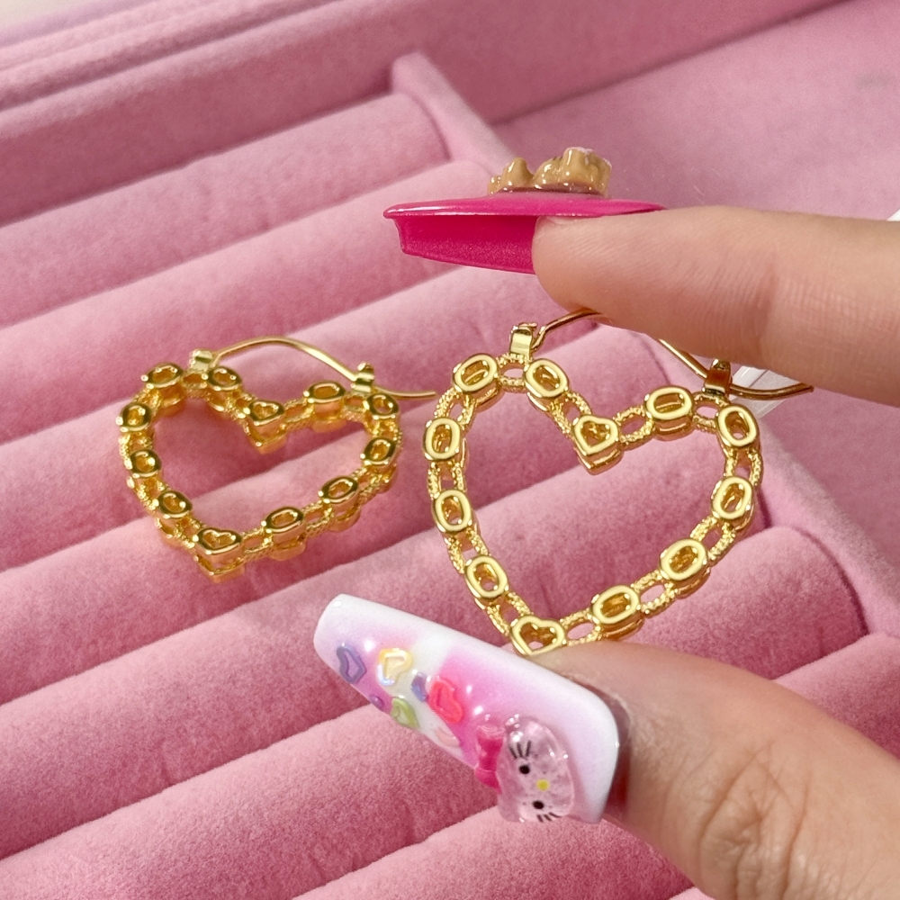 Heart Love RX Style Earrings Gold Plated Vintage Earrings