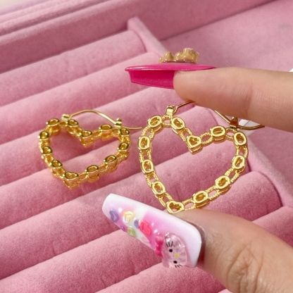 Heart Love RX Style Earrings Gold Plated Vintage Earrings