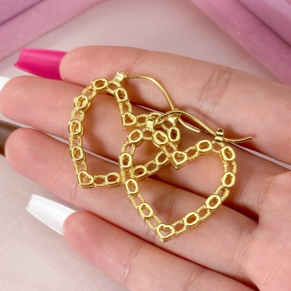 Heart Love RX Style Earrings Gold Plated Vintage Earrings