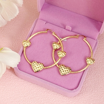 Round Heart Simple Classic Plain Beautiful Circle Hoop Earrings 