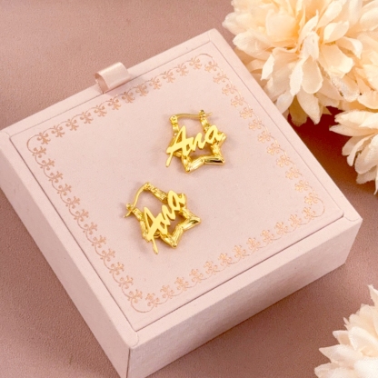 Mini Star Hoop Earrings Personalized Name Earrings