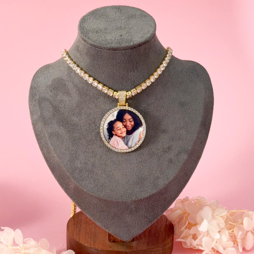 Tennis Chains Gold Plated Personalized Picture Necklace
