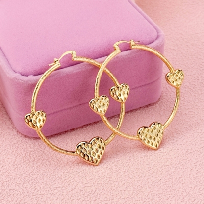Round Heart Simple Classic Plain Beautiful Circle Hoop Earrings 