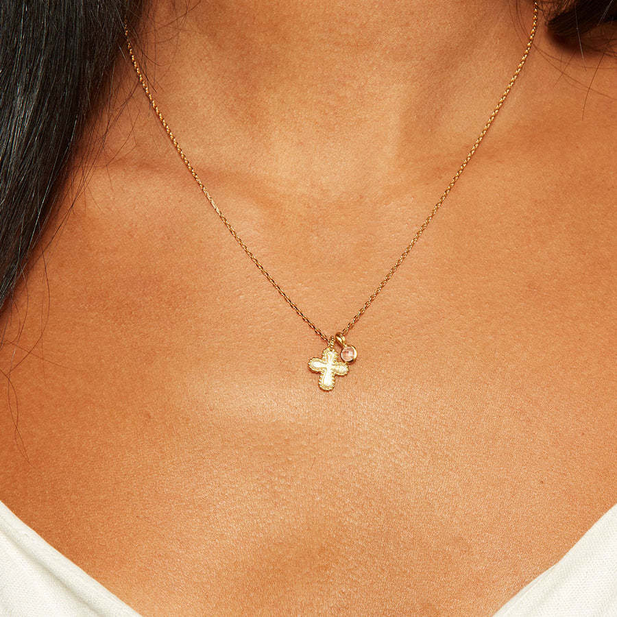 Empathetic Faith Rose Quartz Cross Necklace