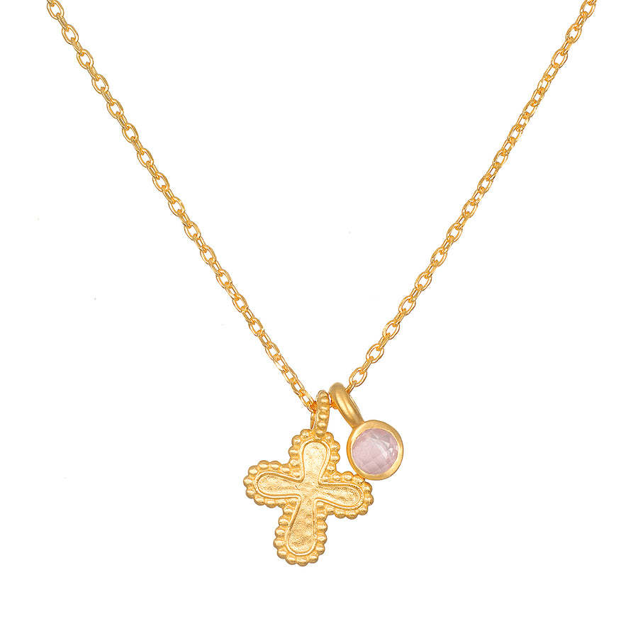 Empathetic Faith Rose Quartz Cross Necklace