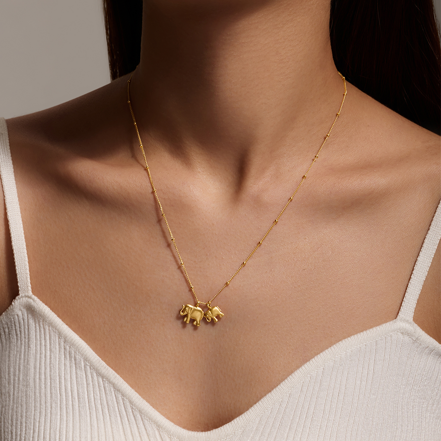 Elephant Love Gold Plated Necklace