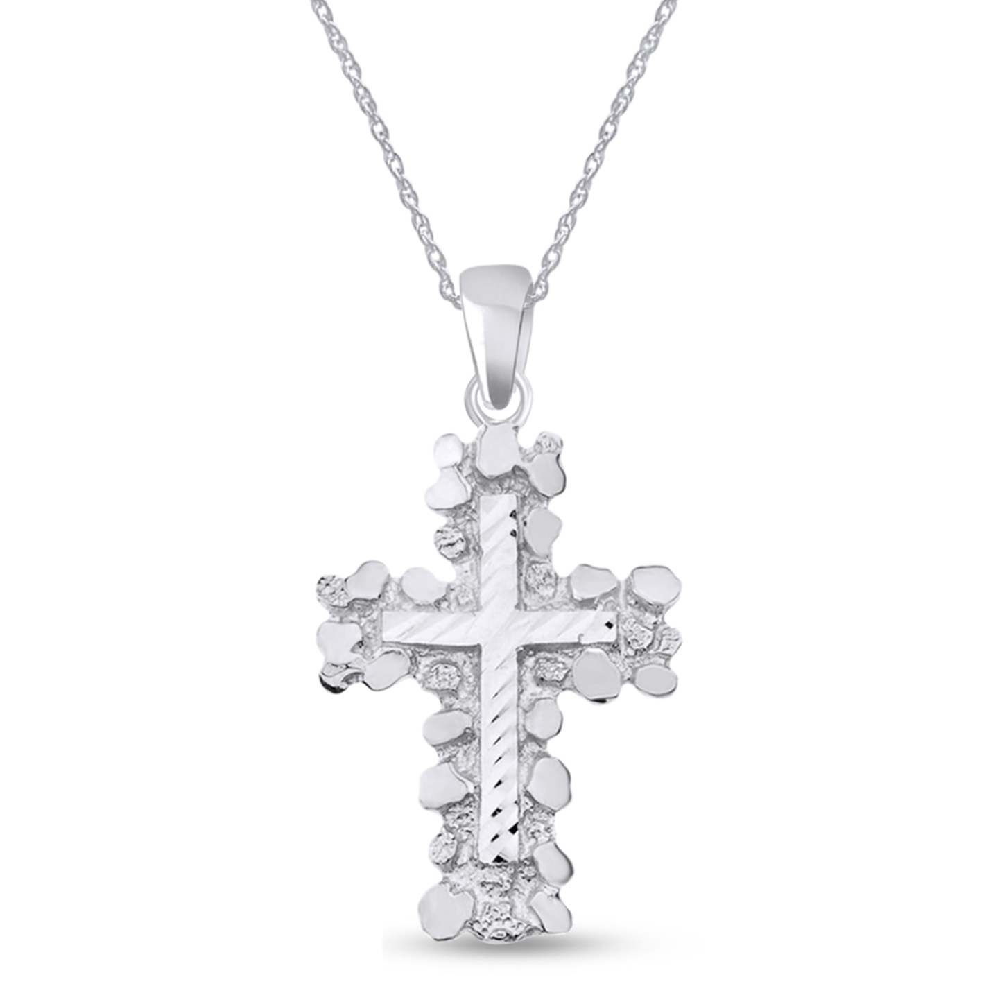 Nugget Cross Pendant Necklace Gold Plated Cross Necklcace